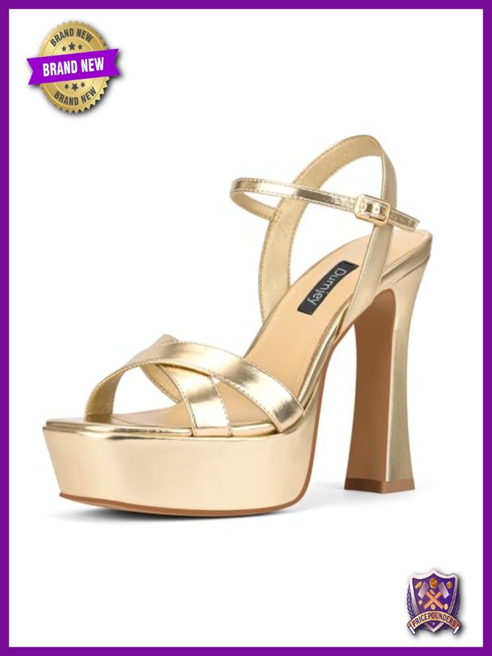 Chunky Platform Sandals w/ Ankle Strap Open Toe Dress Heels, Faux Leather